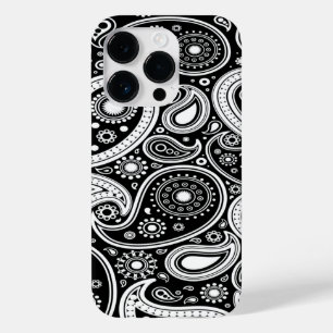 Zwart-wit Paisley iPhone 14 Pro Hoesje