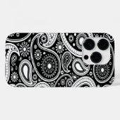 Zwart-wit Paisley iPhone 14 Pro Hoesje (Achterkant (horizontaal))