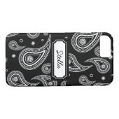 Zwart-wit Paisley iPhone 7 Barely There Hoesje (Achterkant (Horizontaal))