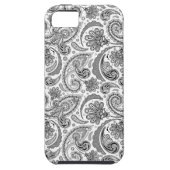 Zwart-wit Paisley Kant Retro Patroon Case-Mate iPhone Case (Achterkant)