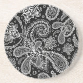 Zwart-wit  Paisley-lace-patroon Zandsteen Onderzetter (Voorkant)