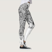 Zwart-wit paisley mandala leggings (Rechts)