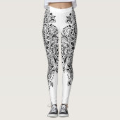 Zwart-wit paisley mandala leggings (Voorkant)