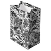 Zwart-wit paisley medium cadeauzakje (Voorkant Gekanteld)