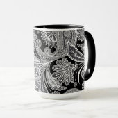 Zwart & Wit Paisley Mok (Voorkant rechts)