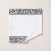 Zwart-wit paisley monogram bad handdoek (Wasdoekje)