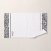 Zwart-wit paisley monogram bad handdoek (Handdoek)