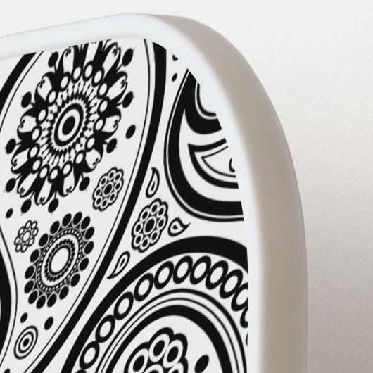 Zwart-wit  Paisley Monogram Pickleball Paddle (Links Detail)