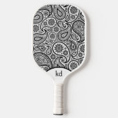 Zwart-wit  Paisley Monogram Pickleball Paddle (Achterkant)