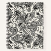 Zwart-wit paisley notitieboek (Voorkant)