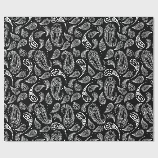 Zwart wit Paisley-patroon Cadeaupapier (Vlak)