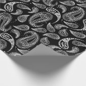 Zwart wit Paisley-patroon Cadeaupapier (Hoek)