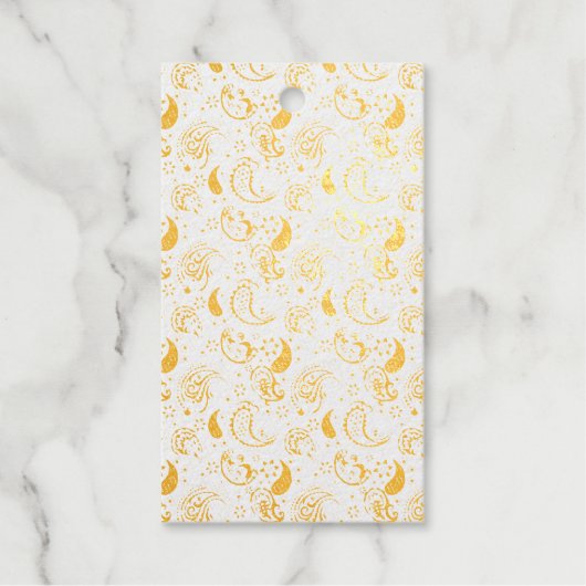 Zwart-wit Paisley Patroon – Elegante Textielkunst Cadeaulabels (Voorkant)