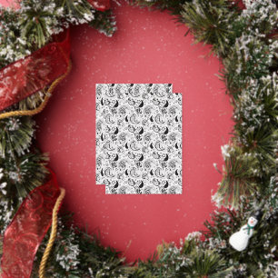 Zwart-wit Paisley Patroon – Elegante Textielkunst Folie Feestdagen Briefkaart