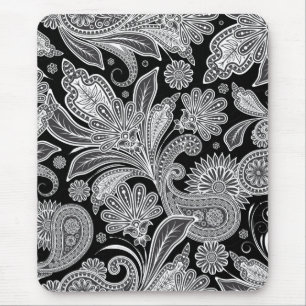 Zwart-wit  Paisley Patroon Muismat