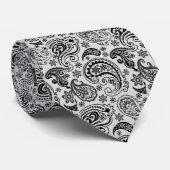 Zwart-wit  Paisley Pattern Stropdas (Opgerold)