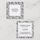 Zwart-wit  Paisley Pattern Vierkante Visitekaartje (Voorkant / Achterkant)