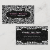 Zwart-wit  Paisley Pattern Visitekaartje (Voorkant / Achterkant)