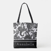 Zwart-wit Paisley Personaliseren Tote Bag (Achterkant)