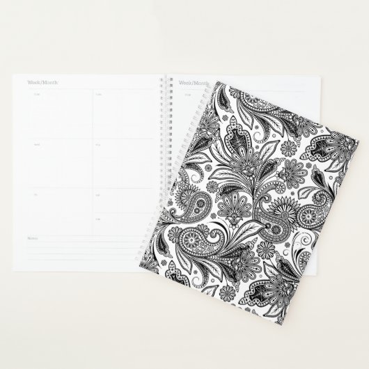 Zwart-wit paisley planner (Display)