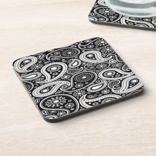 Zwart-wit Paisley Print Onderzetters (Linkerzijde)