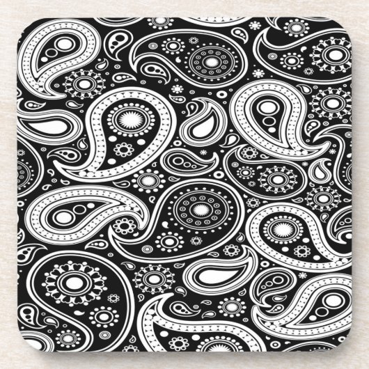 Zwart-wit Paisley Print Onderzetters (Voorkant)