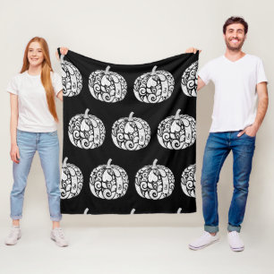 Zwart & Wit Paisley Pumpkin Fleece Deken