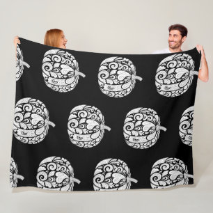 Zwart & Wit Paisley Pumpkin Fleece Deken