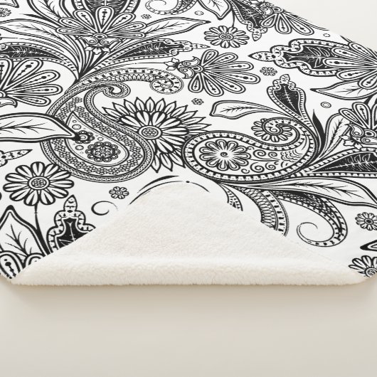 Zwart-wit paisley schapenvacht deken (3/4)