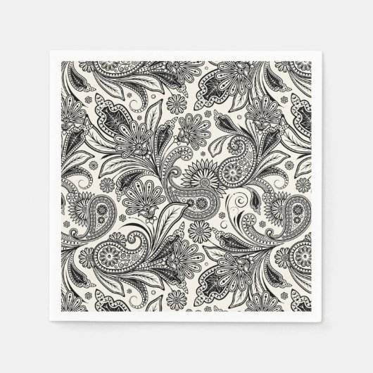 Zwart-wit paisley servet (Voorkant)