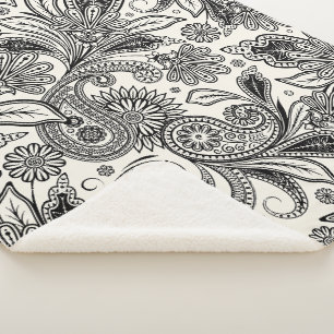 Zwart-wit paisley sherpa deken