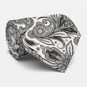 Zwart-wit paisley stropdas (Opgerold)