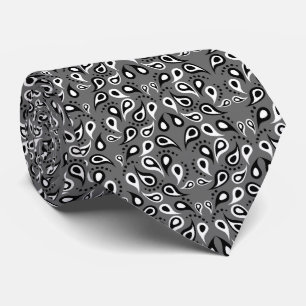 Zwart-wit Paisley Stropdas