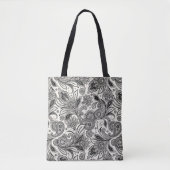 Zwart-wit paisley tote bag (Voorkant)