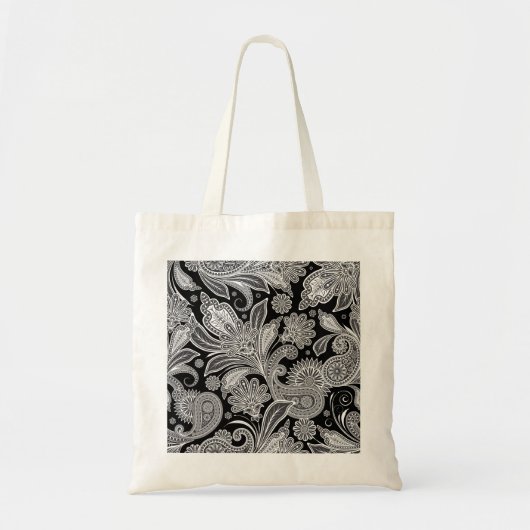 Zwart & Wit  Paisley Tote Bag (Voorkant)