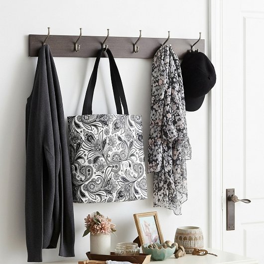 Zwart-wit paisley tote bag