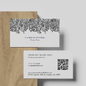 Zwart-wit Paisley Wedding Planner Visitekaartje