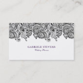 Zwart-wit Paisley Wedding Planner Visitekaartje (Voorkant)