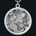 Zwart & Wit  Paisley Zilver Vergulden Ketting<br><div class="desc">paisley in zwart-wit. Klassiek zwart-wit paisley design patroon. Bekijk meer van mijn kettingen design.</div>