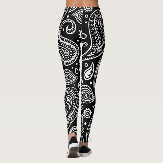 Zwart-wit paisleyontwerp leggings (Achterkant)