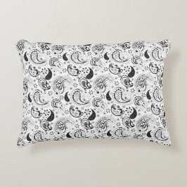 Zwart-wit paisleypatroon – Elegante textielkunst Accent Kussen