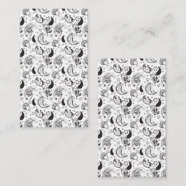 Zwart-wit paisleypatroon – Elegante textielkunst Afsprakenkaartje