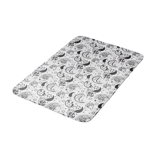 Zwart-wit paisleypatroon – Elegante textielkunst Badmat (Gekanteld)