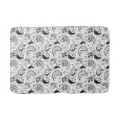 Zwart-wit paisleypatroon – Elegante textielkunst Badmat (Voorkant)