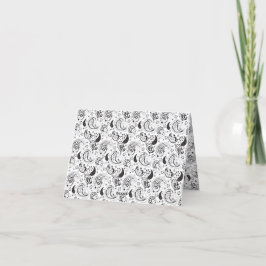 Zwart-wit paisleypatroon – Elegante textielkunst Bedankkaart