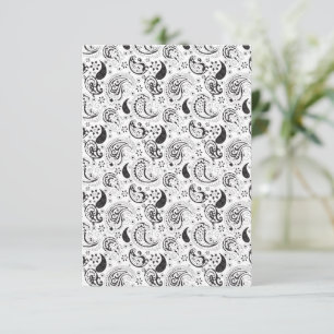 Zwart-wit paisleypatroon – Elegante textielkunst Bedankkaart