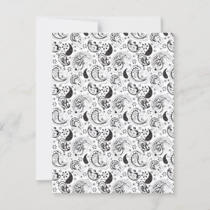 Zwart-wit paisleypatroon – Elegante textielkunst Briefkaart