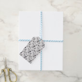 Zwart-wit paisleypatroon – Elegante textielkunst Cadeaulabel (Met Touw)
