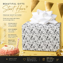 Zwart-wit paisleypatroon – Elegante textielkunst Cadeaupapier
