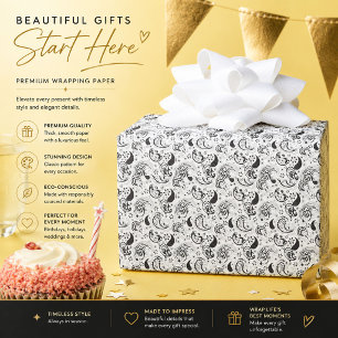 Zwart-wit paisleypatroon – Elegante textielkunst Cadeaupapier